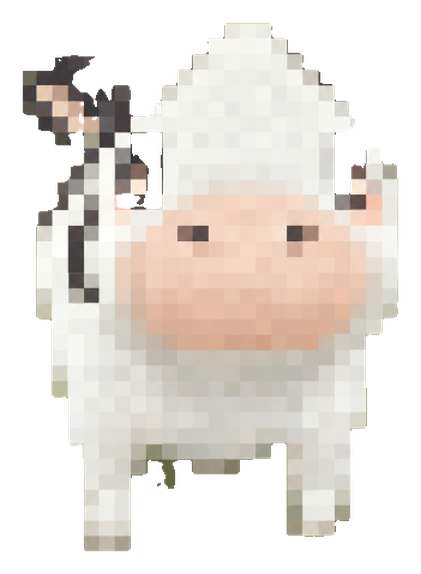 Jpeg Cow, the pixel-art cow of the west paddock